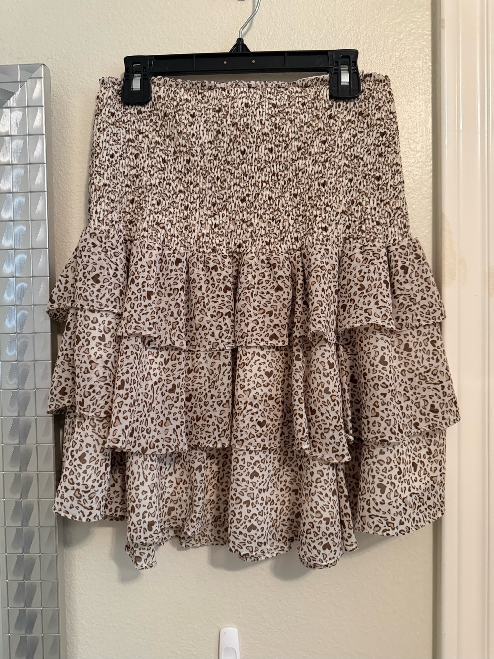 &merci Tiered Ruffle Leopard Print Mini Skirt - Size Small